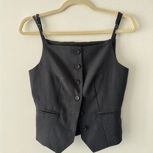 Dark Grey Button-Up Vest Top